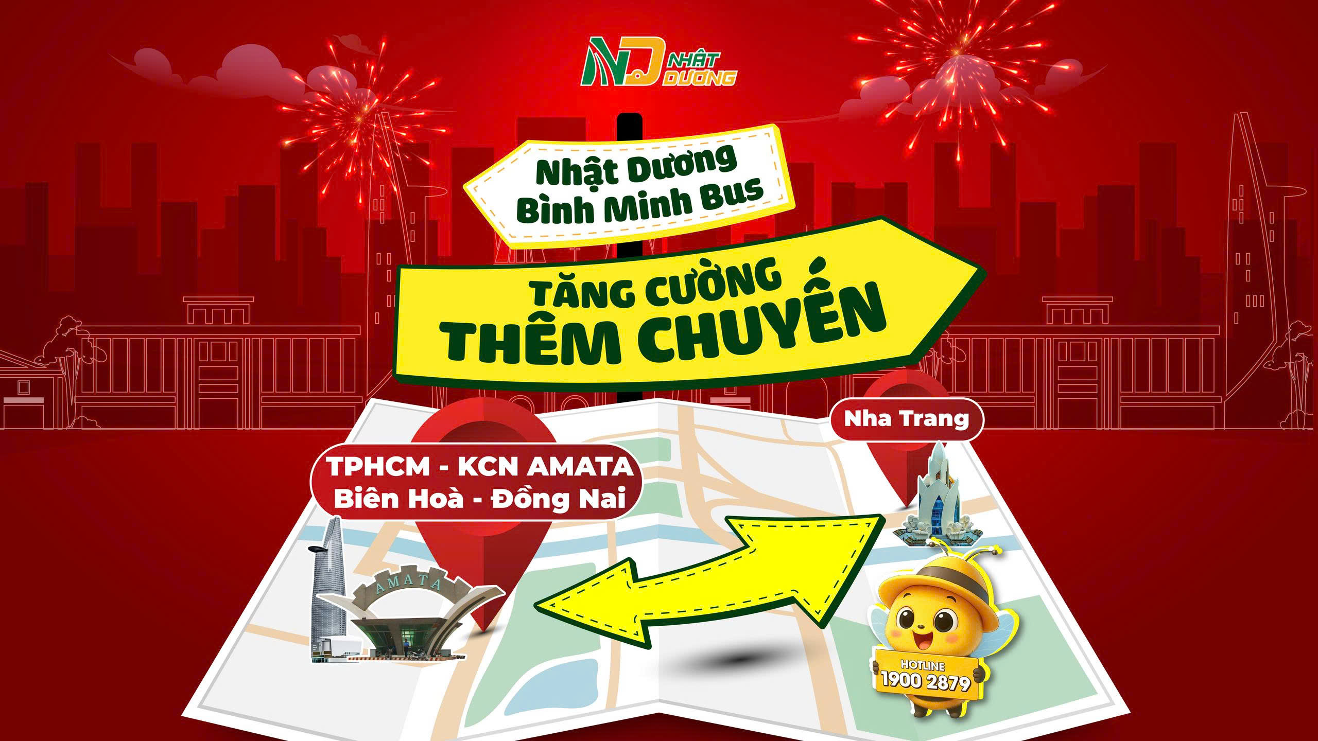 [THÔNG BÁO] Nhật Dương – Bình Minh Bus Tăng Cường Chuyến Tết: Tuyến TP.HCM – Amata – Biên Hòa ⇄ Nha Trang