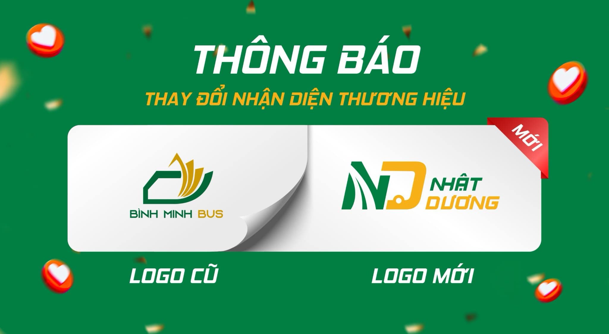 Thông báo thay đổi nhận dạng Thương Hiệu Bình Minh Bus sang Nhật Dương