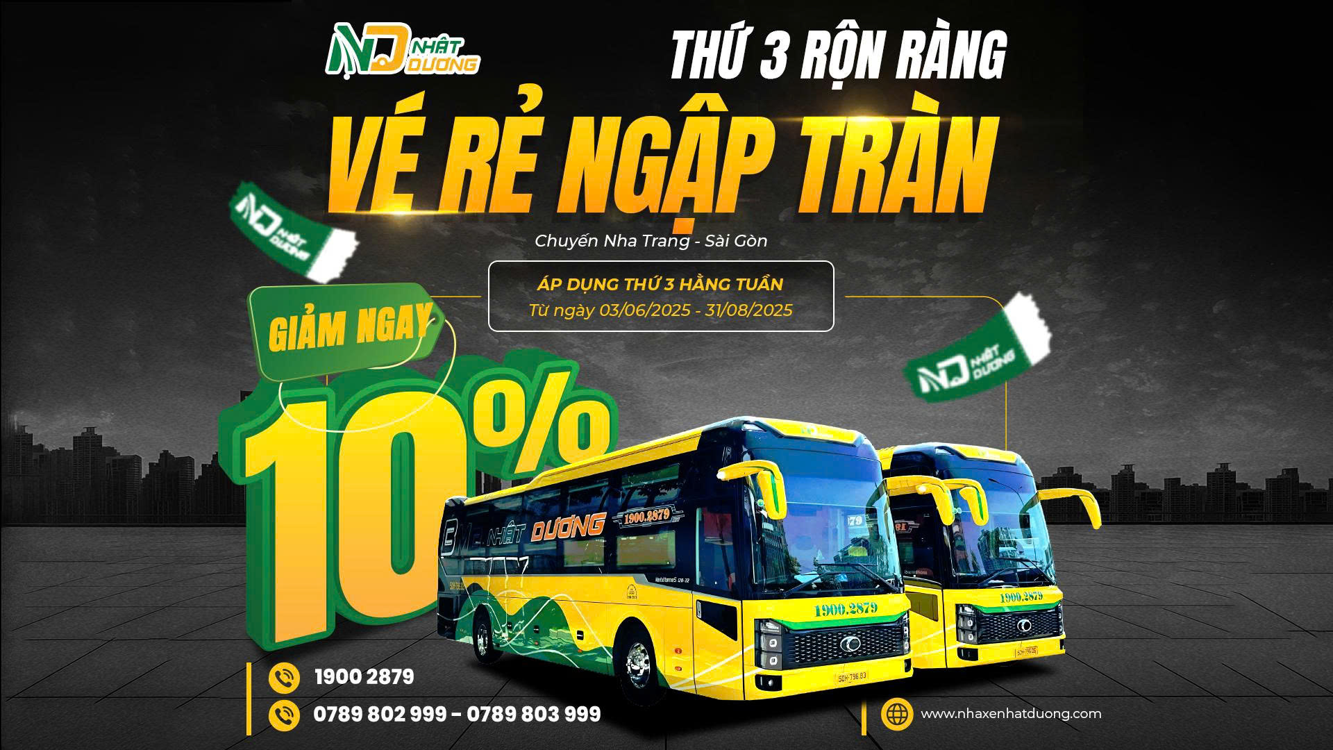 VÉ XE GIƯỜNG NẰM CAO CẤP GIẢM 10% TUYẾN NHA TRANG – SÀI GÒN
