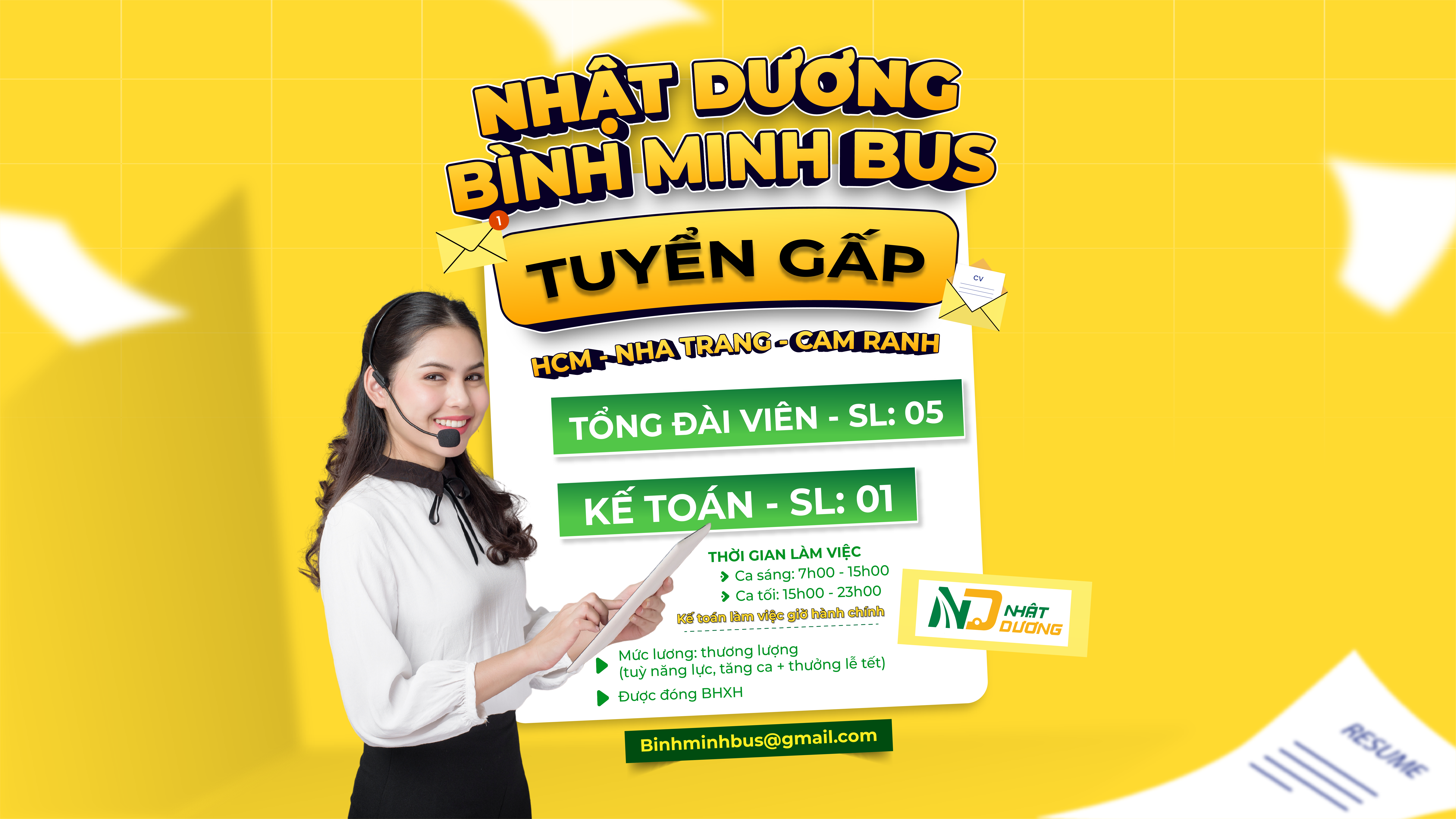 TUYỂN DỤNG GẤP – CƠ HỘI NGHỀ NGHIỆP TẠI NHẬT DƯƠNG – BÌNH MINH BUS