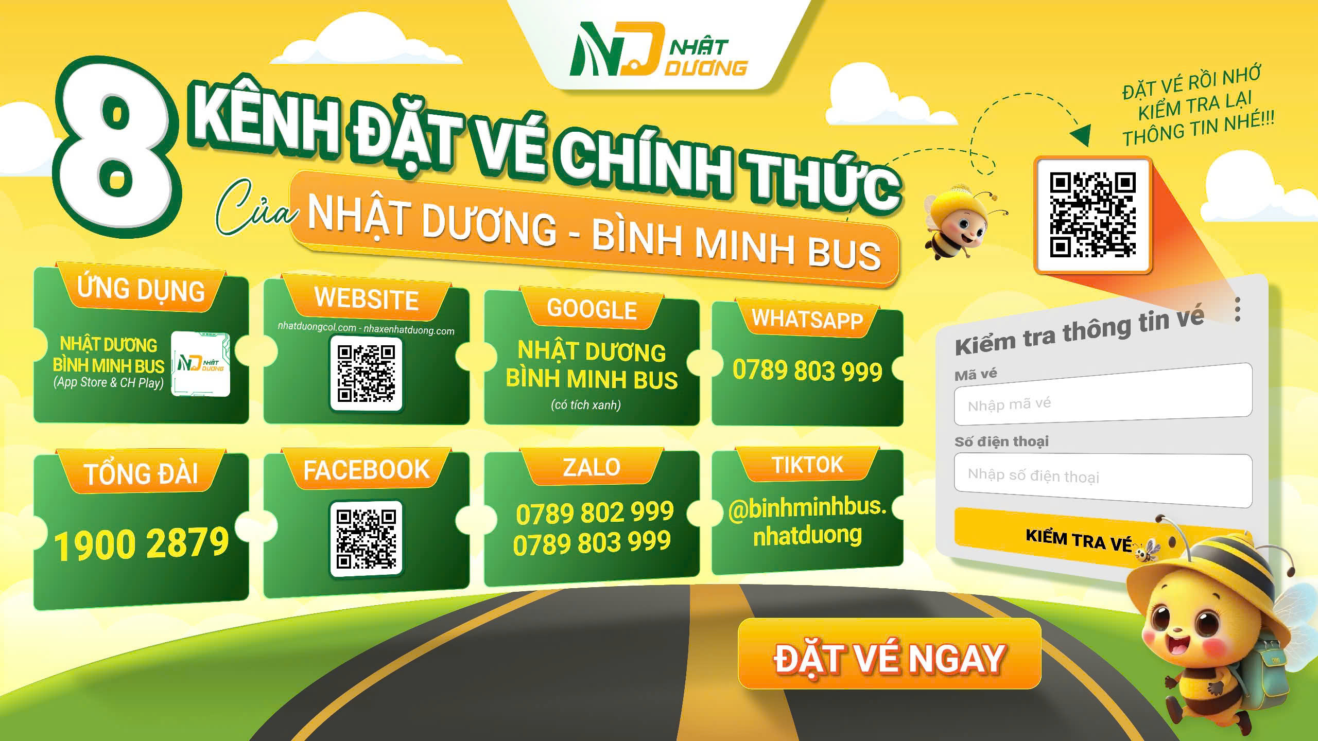 ĐẶT VÉ XE NHẬT DƯƠNG – BÌNH MINH BUS QUA 8 KÊNH CHÍNH THỨC & KIỂM TRA VÉ ONLINE DỄ DÀNG